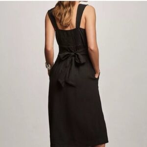 Anthropologie Pilcro Sleeveless Square Neck Linen Midi Dress Small Black
